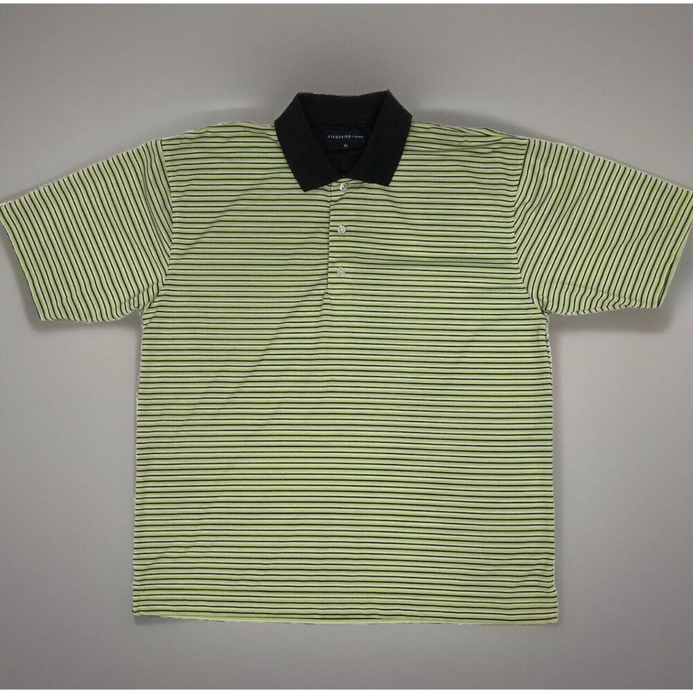Striped Polo Shirt Mens XL Green Black Siegfried & Company Golf S/Slv Textured